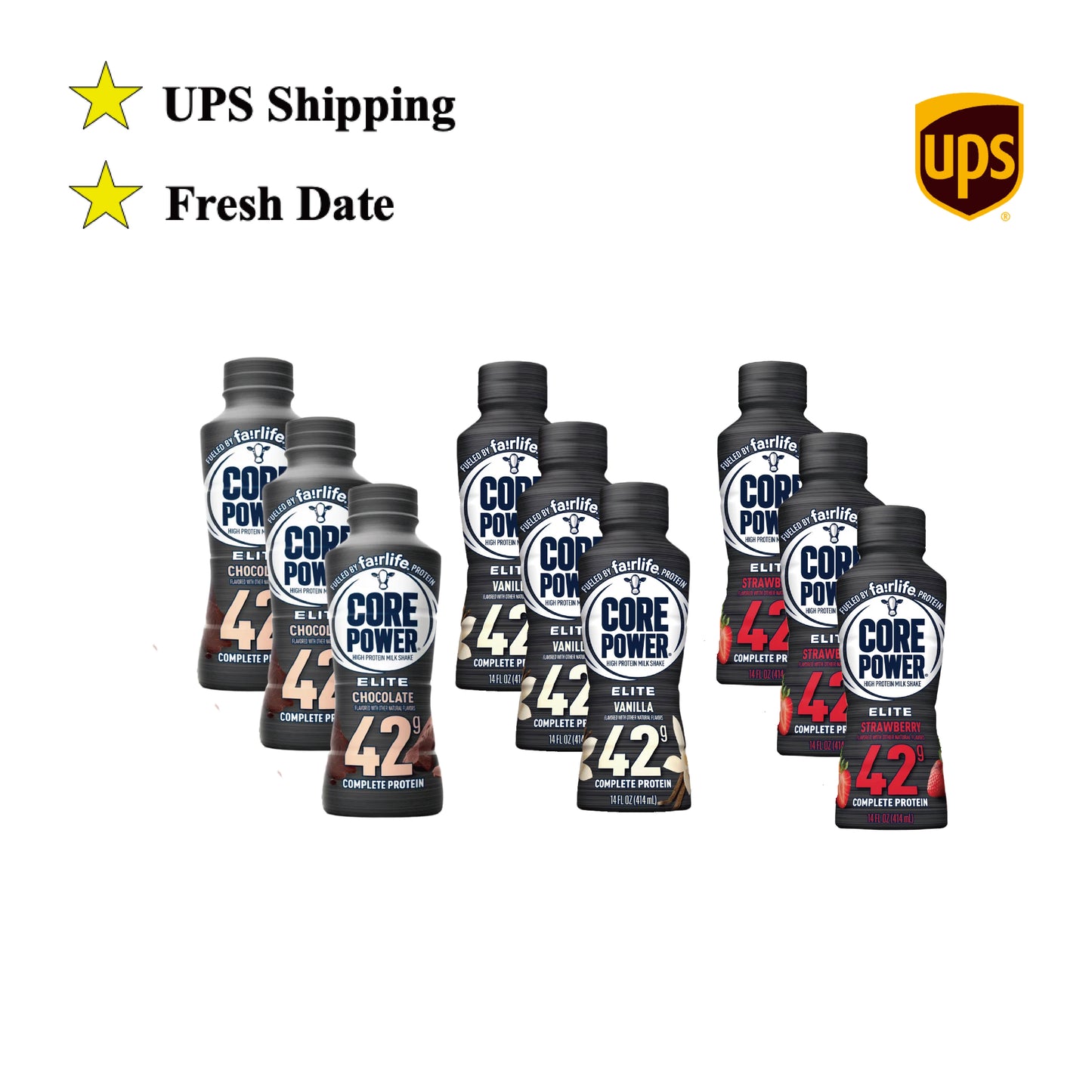 Fairlife Core Power Elite 42g High Protein Milk Shakes Variety Pack - Ready to Drink for Workout Recovery, 14 Fl Oz (9 - Pack), Liquid