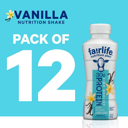 Fairlife Vanilla Flavor, 30g Protein Shake 12 PACK, Low Fat fit fuels Success