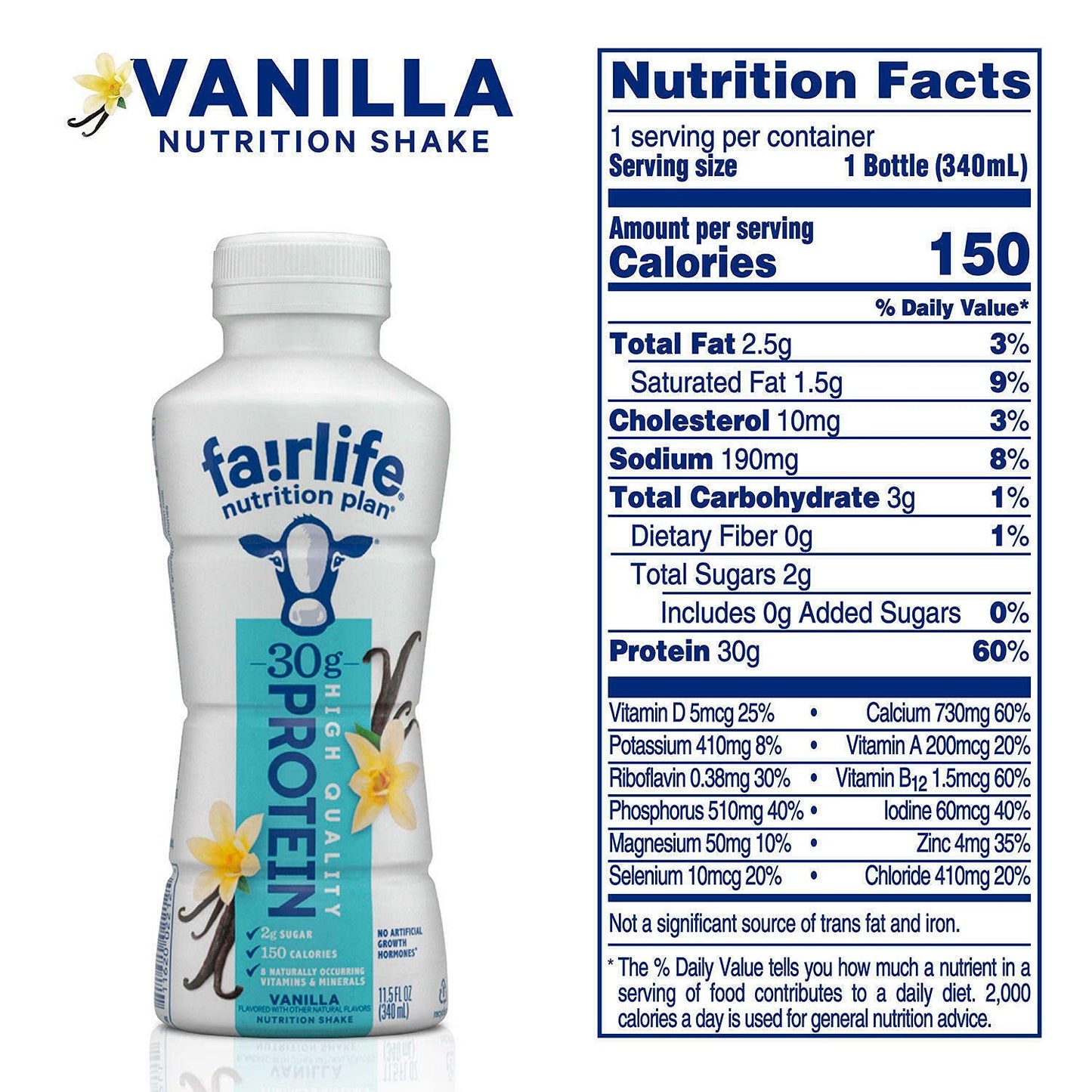 Fairlife Vanilla Flavor, 30g Protein Shake 12 PACK, Low Fat fit fuels Success