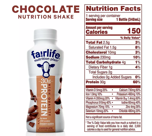 Fairlife Chocolate Flavor, 30g Protein Shake 12 PACK,  Low Fat fit fuels